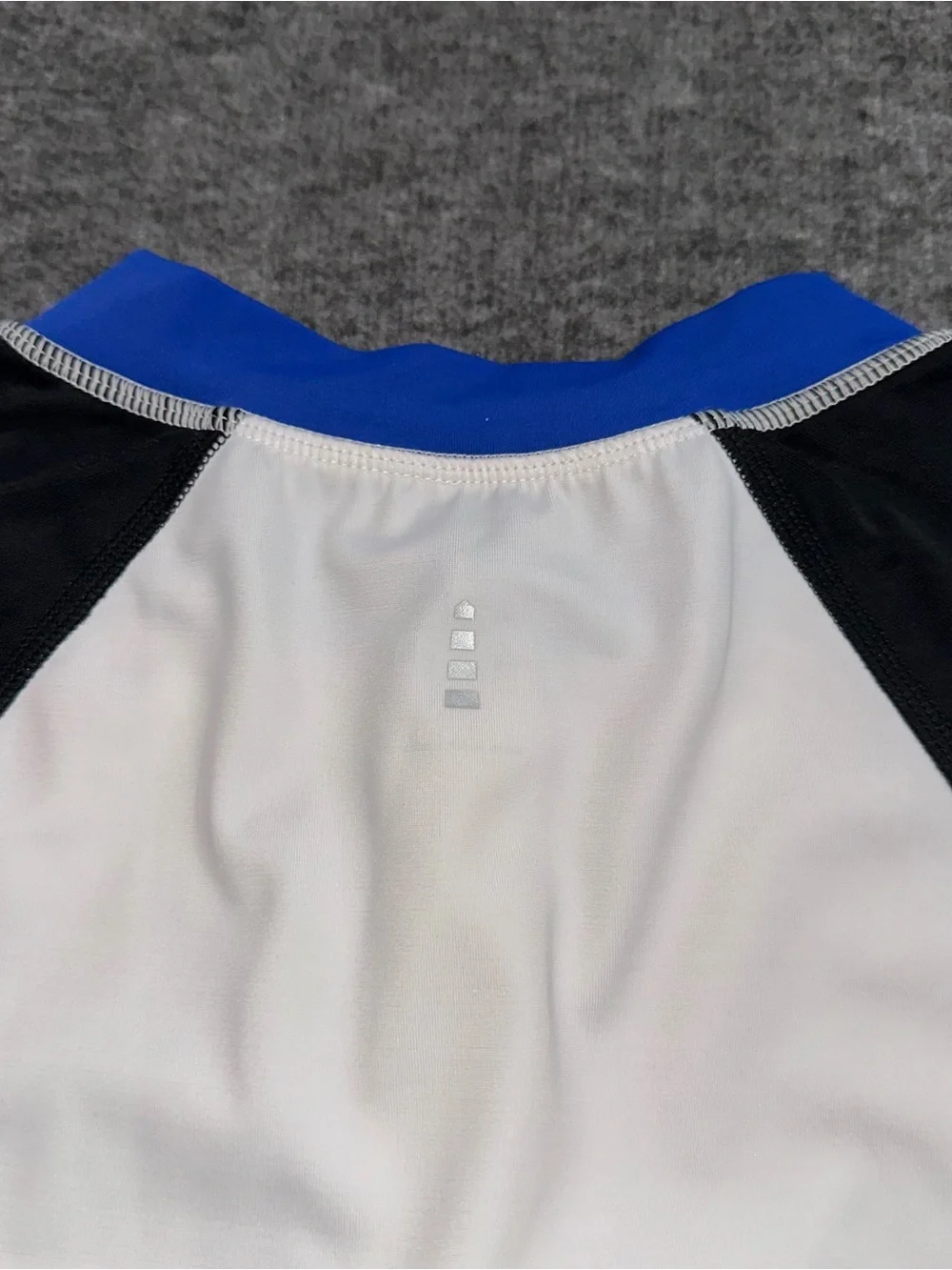 Lands' End Kids Medium 10-12 White Blue Rash Guard Swim Shirt UPF Zip Front